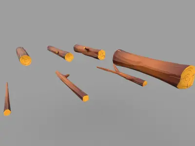Cartoon Log Styled set  Low-poly 3D model