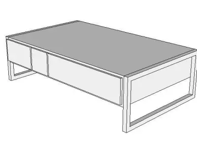 six drawer coffee table in light wood  Low-poly 3D model