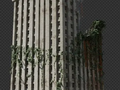Abandoned Destroyed House overgrown with Evy Free 3D model