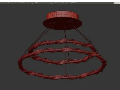 TWISTED TIER CONVERTIBLE CEILING LIGHT Low-poly 3D model