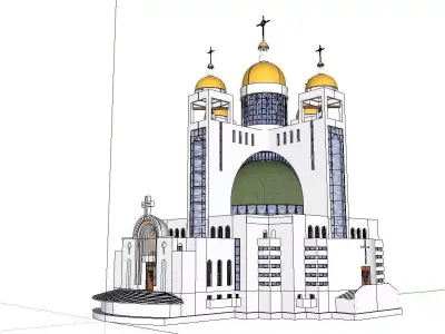 Architecture-Religion-God-Culture-Temple-096 church with two ... 3D model