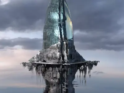 Art Deco Cthulhu light watchtower 3D model