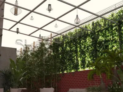 Swimming Pool with Landscape 3D model