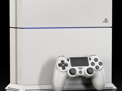 Sony PlayStation 4 with Stand White Low-poly 3D model