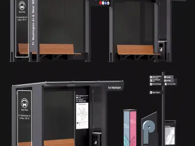 Bus Stop - Set01 Low-poly 3D model