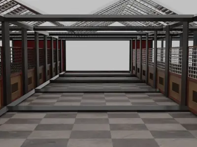 Horse Stable Low-poly 3D model