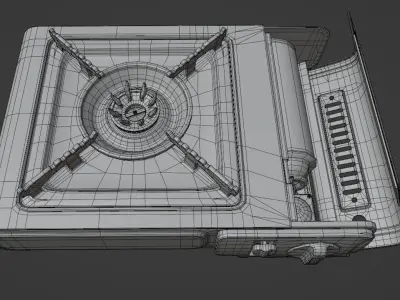 Camping Gas Stove and pan Low-poly 3D model
