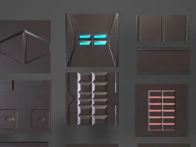 SCI - FI Panels 2 Low-poly 3D model