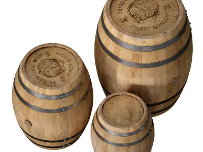 Wooden barrels 3D model