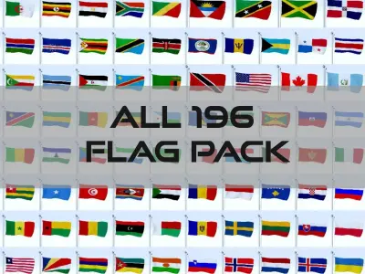 All 196 Flag Pack Low-poly 3D model