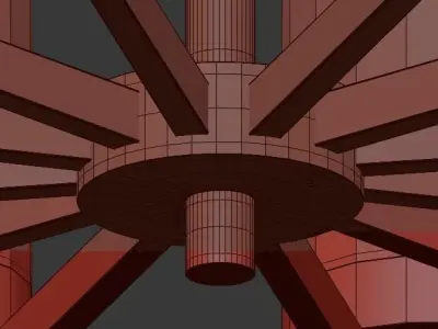 LIAISON gold chandelier with glass shades 3D model