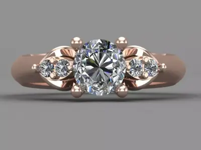 Rose Gold Women Diamond Ring 3D print model 3D print model 65