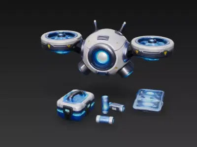 Stylized Sci-Fi Utility Drone - Game-Ready PBR 3D Model Low-poly 3D model