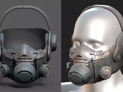 Gas mask helmet respirator plastic scifi military  Low-poly 3D model