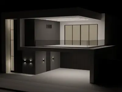 high-tech style house 3D model
