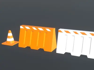 Low Poly City Street Essentials Pack Low-poly 3D model