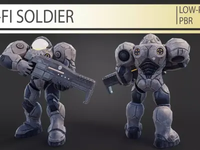 Sci-fi soldier rigged by CAT Object in 3ds max Low-poly 3D model