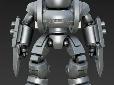 Powerful and Armored Heavy Mech Robot Figure 3D Model  3D print model