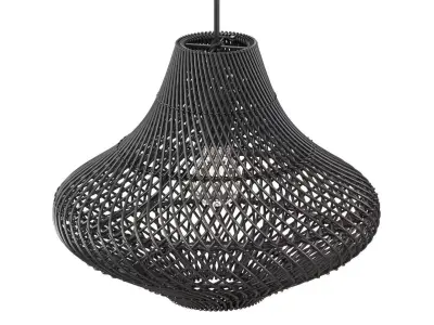 Pasadena Rattan Ceiling Tulip Skirt Black Lamp 3D model