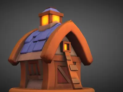 LowPoly Stylized Small House Low-poly 3D model
