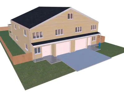 Symmetrical house with screen porches and a attic  3D model