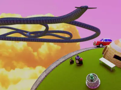 Kaito Planet and Snake Path Low-poly 3D model