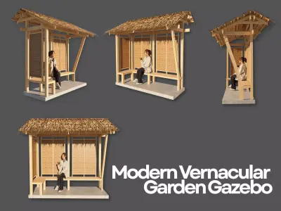 Modern Vernacular Garden Gazebo - Tropical Shade - Resort 3D model