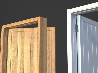 Doorway wooden door Low-poly 3D model