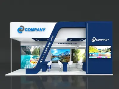 Exhibition Stand Booth Stall 10x5m Height 500cm 3 Side Open 3D model