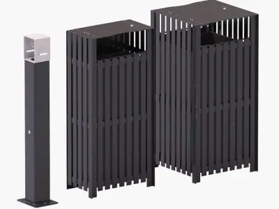 Trash Can Set 3D model