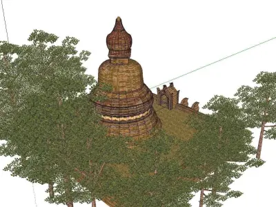 Architecture-Religion-God-Culture-Temple-0268 pagoda in middl... 3D model