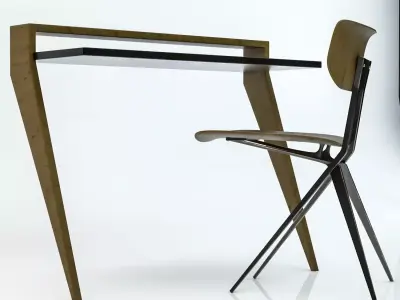 chairdesk modern desk and chair 3D model