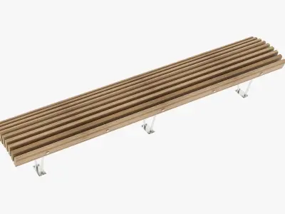 Wooden curve bench 3D model