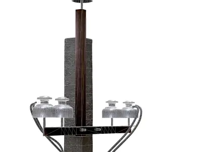 Concrete Power Line Pole  Low-poly 3D model