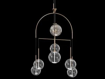 DEWDROPS chandelier with four glass balls hanging from it 3D model