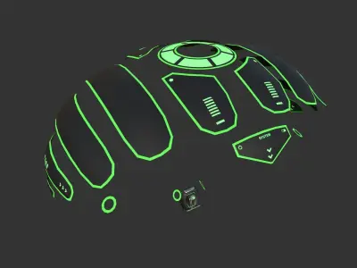 Scifi Parachute A10 Projection  - Character Accessories Design Low-poly 3D model