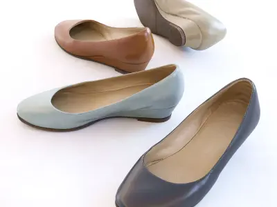 Pumps pair of light suede flats Low-poly 3D model