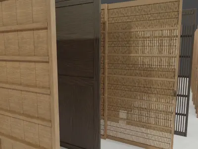 35 sets of Japanese traditional sliding doors and extras 3D model