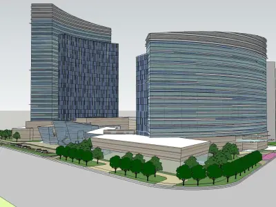 SU model of Oasis planned office building and sunken plaza 3D model