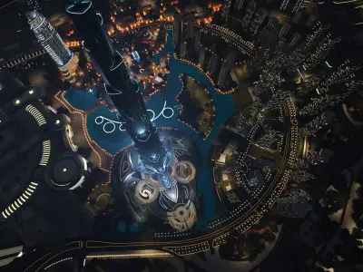 Dubai downtown - detailed with lighting setup 3D model