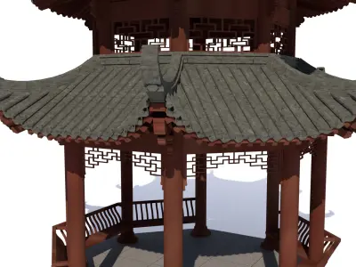 Chinese style pavilion model courtyard model small pavilion 3D model