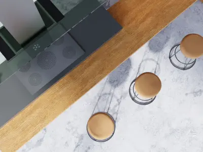 Kitchen modern with marble counter tops 3D model