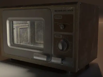 Vintage Microwave Oven Low-poly 3D model