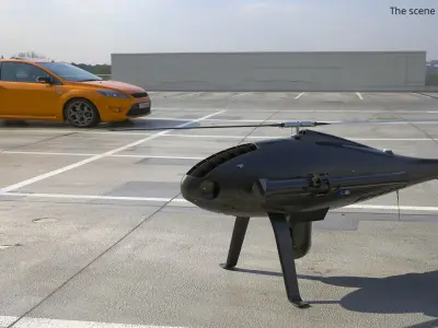  Covert Surveillance Helicopter Drone Black Rigged for Maya 