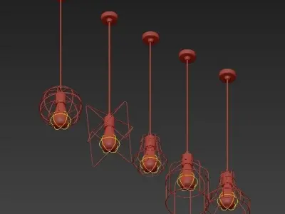 Lampara metal cage pendant lights 3D model