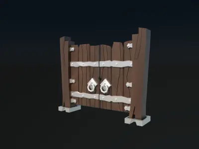 wooden door Low-poly 3D model