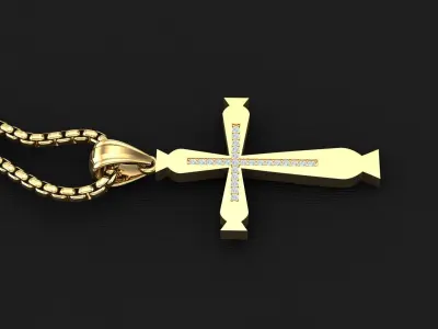 High Cross Pendant Light Gold 18K 3CP034 3D print model
