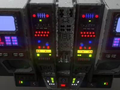 sci-fi control station Low-poly 3D model