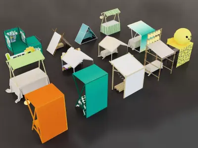 Street Market Booth Pack 3D model