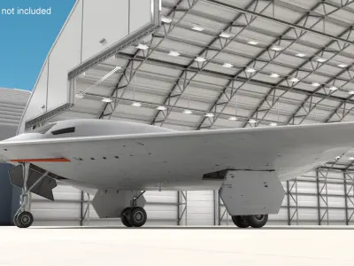  Low Observable Strategic Aircraft Old White Rigged for Cinema 4D 